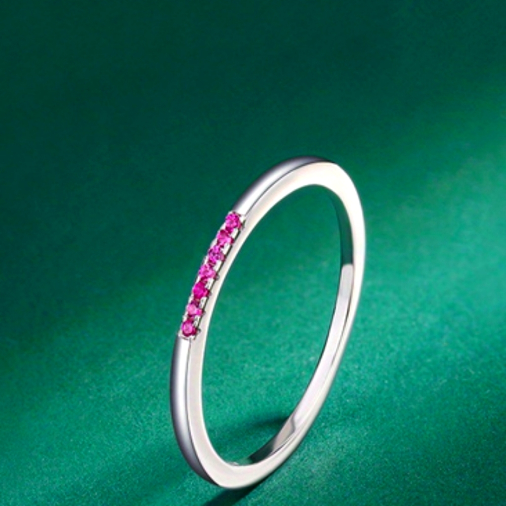 925 Sterling Silver Stacking Ring, PINK, sz. 7